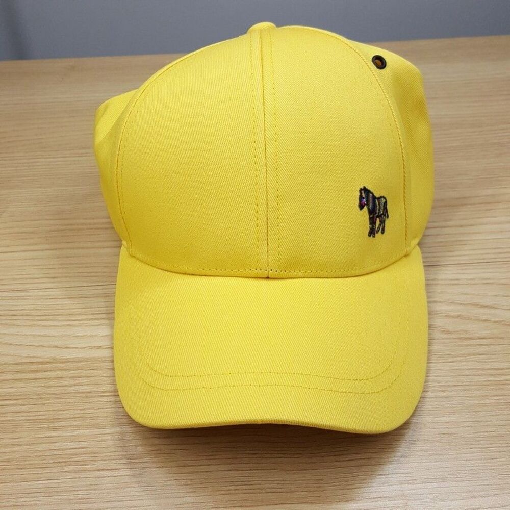 PAUL SMITH Mens Hat Yellow Baseball Cap Zebra Logo One Size